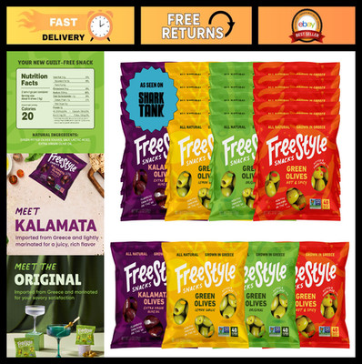 24-Pack Olive Snack Variety - Original, Hot & Spicy, Lemon Garlic, Kalamata - Al