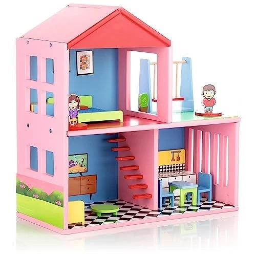 Toyvian Accessori Miniatura Per Casa Delle Bambole – Sedia E Tavolo Fantasioso, 7,2 Cm, Colore Cachi