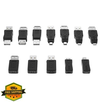 Zelphvt 12 Pcs USB Adapter Kit OTG Micro-USB Male Female