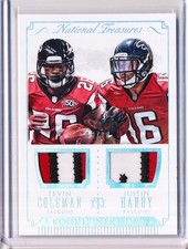 2015 NATIONAL TREASURES TEVIN COLEMAN JUSTIN HARDY ROOKIE NFL GEAR 03/10 RNGC-CH