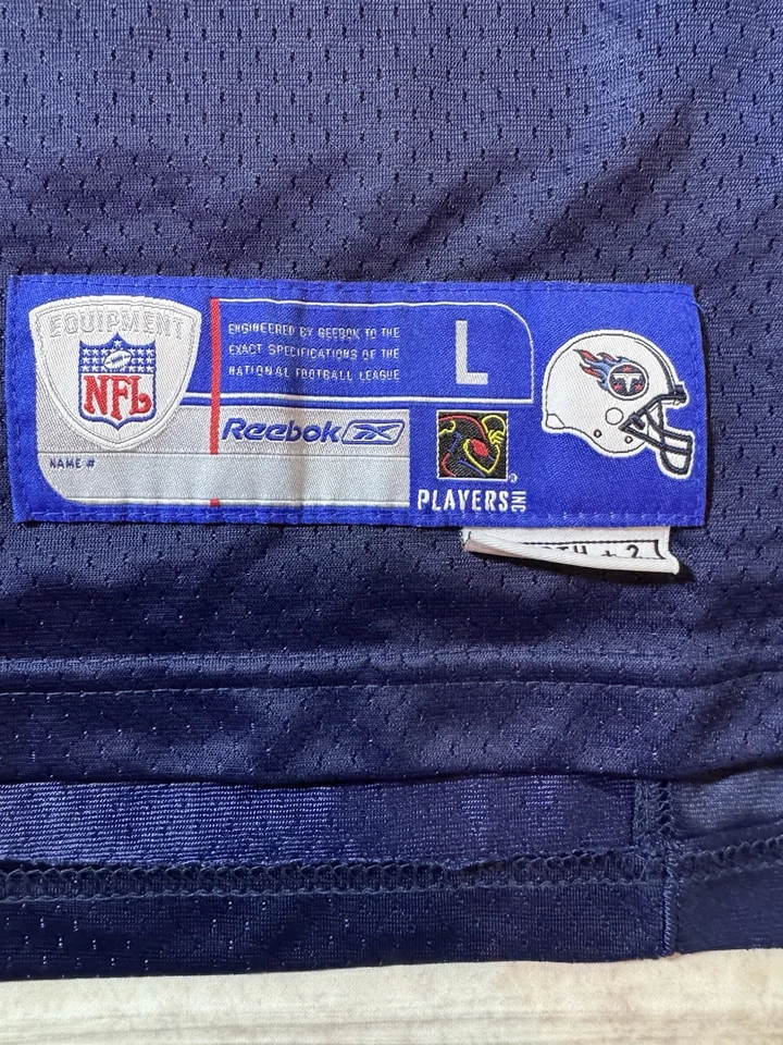 Camiseta de fútbol americano cosida de los Tennessee Titans Vince Young de la NFL Reebok para hombre talla grande Foto 4 de 4