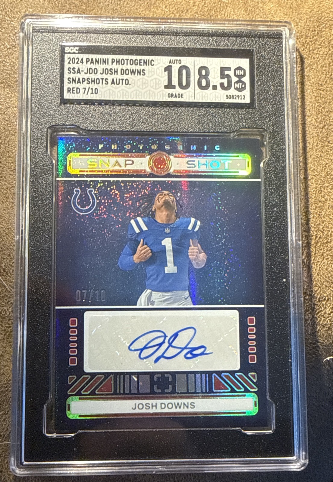 2024 Panini Photogenic - Snapshots Autographs Josh Downs RED 07/10 SGC 10/8.5