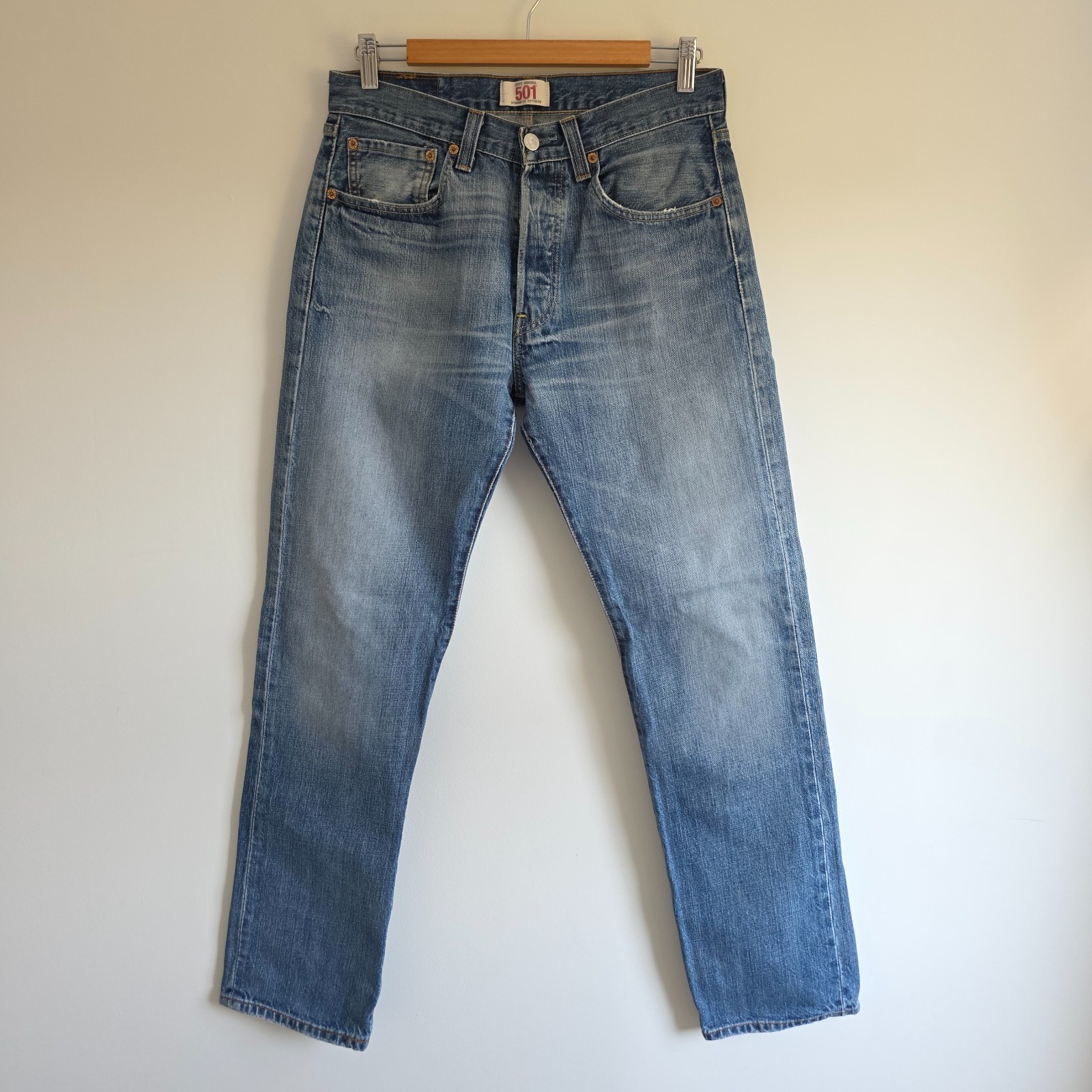 Levi’s 501 Jeans Mens W30 L32 Blue Straight Leg Button Fly Classic Heritage image 4