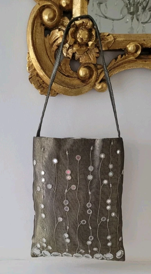 PRINCIPLES KHAKI BEIGE EMBELLISHED BEADS EVENING POUCH BAG 7.5 X 6.0 INCHES NWT - Image 3 of 4