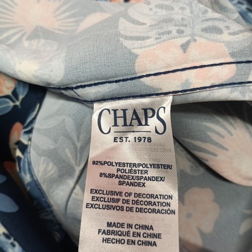 Chaps Everyday Performance Woven Shirt Men's Size 2XL Blue Floral Stretch UPF 50 - Picture 7 of 8