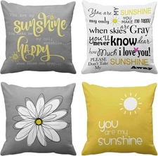 Emvency Set of 4 Throw Pillow Covers You are My 16 x 16 (Pack 4), Sunshine 