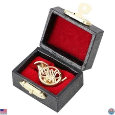 EASTROCK Mini French Horn Brooch Pin - Stylish Lapel Pin with Velvet Case Gift