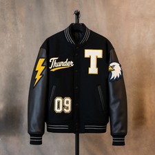 Vintage Pulse Custom Varsity Jacket Genuine Leather Sleeves Letterman