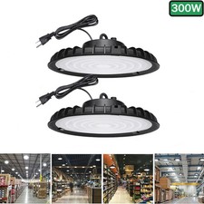 2 Pack 300W UFO Led High Bay Light Commercial Warehouse Industrial Shop Lights