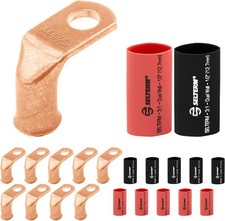 10pcs 4 AWG 1/4 Stud 90 Bent Battery Lugs Ring Terminal Connectors 12pcs 31