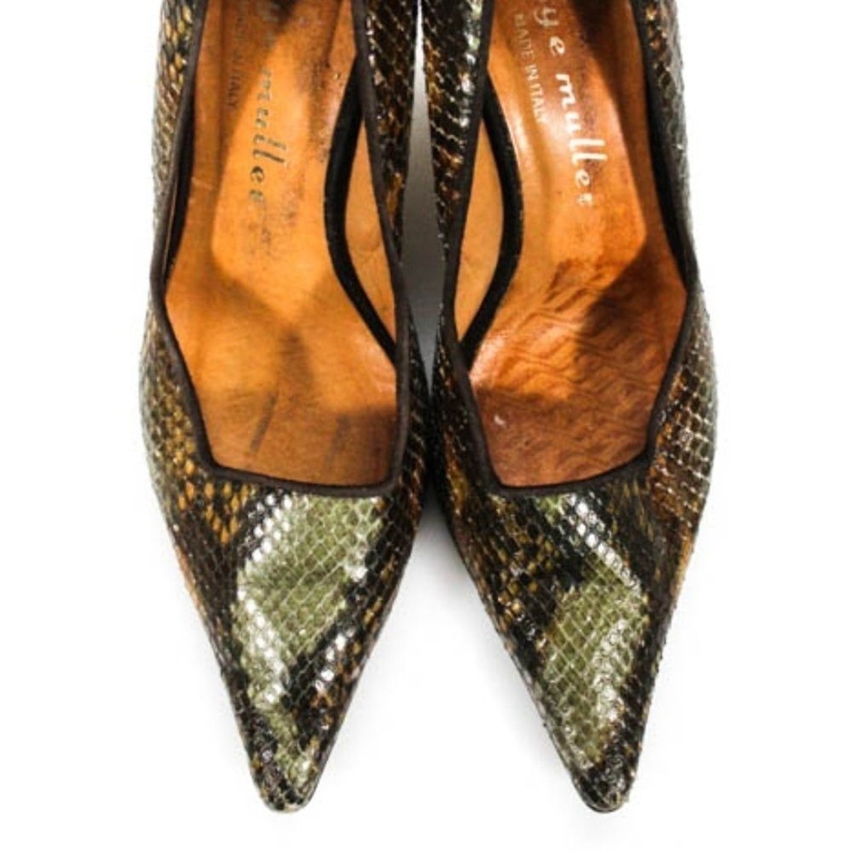 Bettye Muller Green Leather Snake Pumps 36 US 6 View 2
