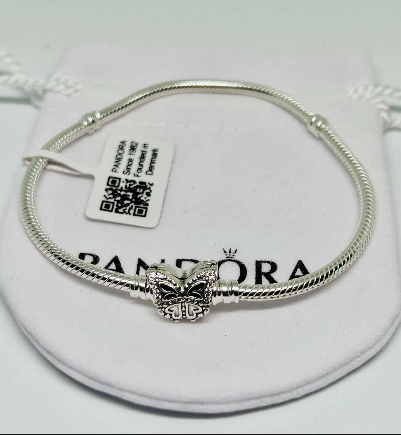 PANDORA Moments Butterfly Clasp Snake Chain Bracelet 18cm #590782C01