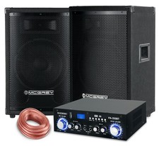 2x Altoparlanti Casse DJ PA Box Discoteca 800W Set Amplificatore Cavo EQ USB Mp3