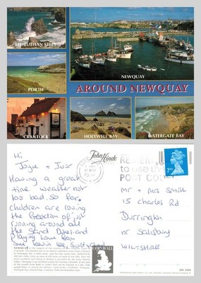 Postkarte - Mehrfachansicht rund um Newquay Cornwall John Hinde Fotografie VERSCHICKT