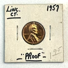1957 (P) Proof Lincoln Wheat Cent Penny - Lustrous Gem NO RESERVE