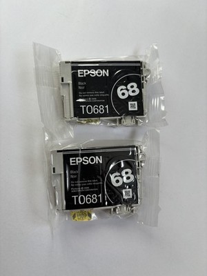 Genuine Epson 68 Black Ink Cartridge T0681 2 Pack Brand New Sealed