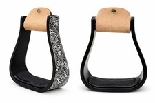 Horse Western 5" Wide Barrel Racer Engraved Aluminum Show Stirrups 51177v