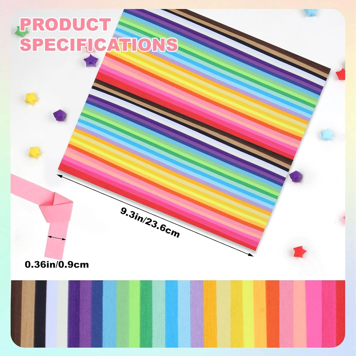 Phinus 2060 Sheets Origami Paper, 27 Assortment Colors Paper Star Strips, Star P