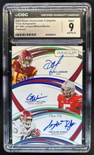 2022 Immaculate Garrett Wilson Burks Drake London Auto RC Platinum #1/1 CGC 9