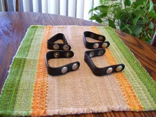 4 Black BW Leather Double Snap Sam Browne Duty Equipment Belt Keepers Holders