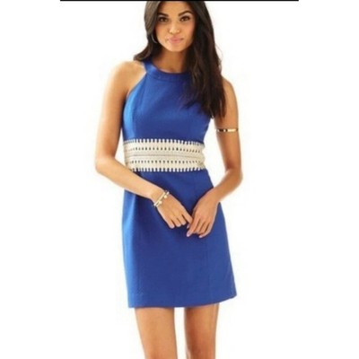 Lilly Pulitzer Ashlyn Shift Dress Size 12 Bomber Blue Sleeveless Party Tea NEW