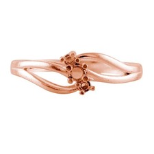 925 Sterling Silver 2mm Round Semi Mount Three-Stone Ring For Engagement Ring