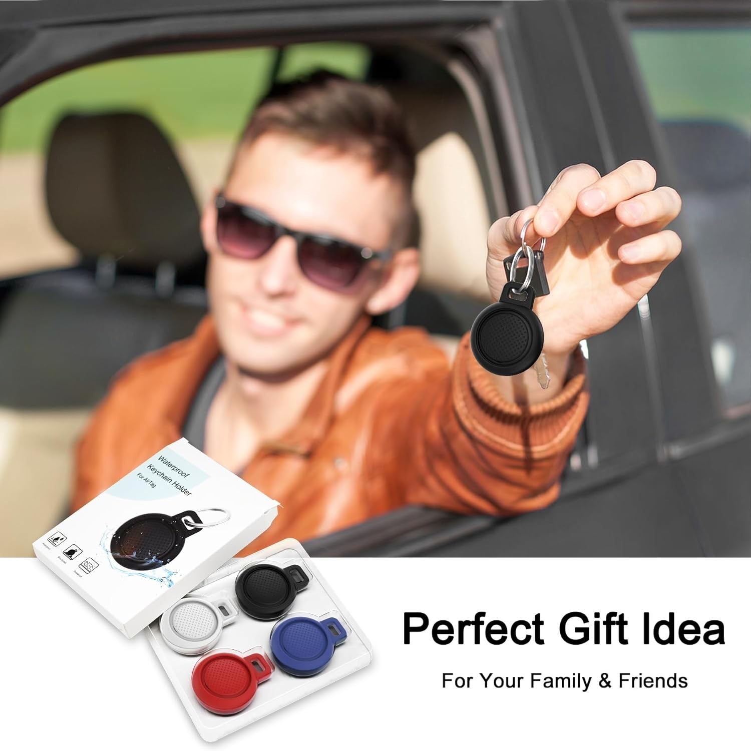 Durable 4-Pack AirTag Keychain Holders - Waterproof & Scratch Resistant Design