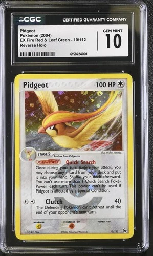 Pokemon Pidgeot 10/112 Reverse Holo EX Fire Red & Leaf Green - CGC 10