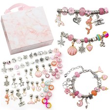 Bracelet Craft Make Own Beads Jewellery Making Set Box Kit For Kids DIY Gifts UK