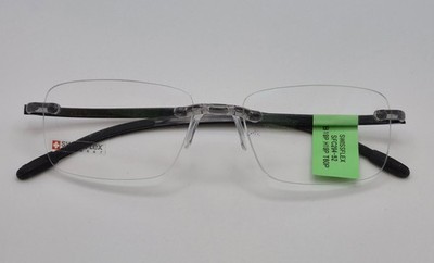 Swissflex SFC294 Rimless Grey/Black Mens Eyeglasses Frames 52mm