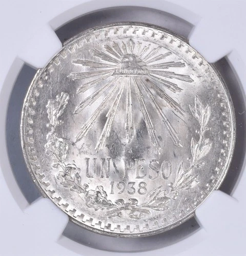 1938 M Mexico Peso 16.6g Silver 0.720 - NGC UNC Details