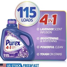 Liquid Laundry Detergent Fresh Lavender 150oz 115 Loads Stain Fighting Crystals 0.12 per gallon