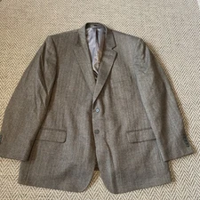 Saddlebred Men's Brown Herringbone Lambswool Blazer Sport Coat Jacket 50R