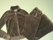 Vintage Juicy Couture Y2K Brown Velour 2 Pc Tracksuit.. Flare Snap Pocket..