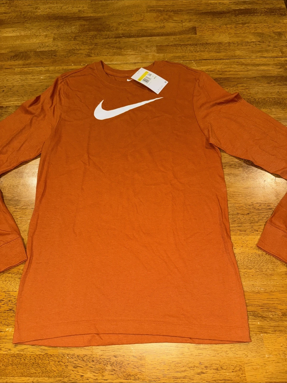 Nike Mens Swoosh LS Small Training T-Shirt Burnt Orange FN8566 802 New With Tags