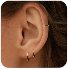 1 Pair 6mm Small Hoop Earrings for Women, Dainty 6mm Thickness: 1.6MM Gold