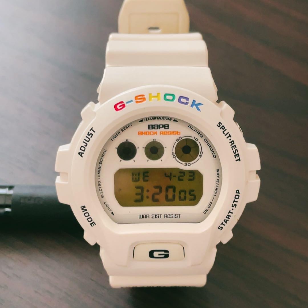 Casio G-SHOCK × A BATHING APE DW-6900 watch White Digital Men Casio G-SHOCK × A BATHING APE DW-6900 watch White Digital Men