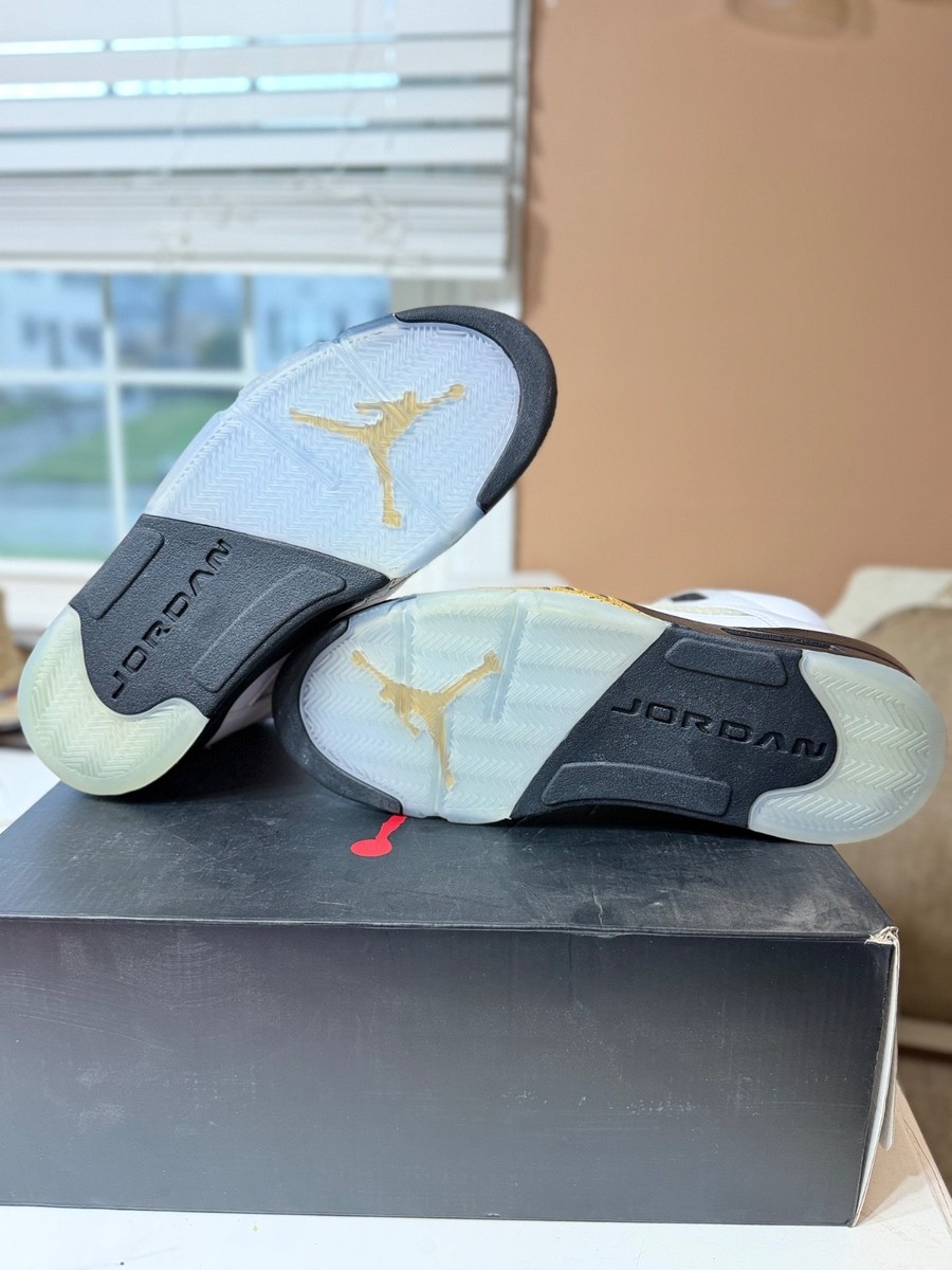 NEW Nike Air Jordan 5 Retro Olympic Gold White Black Metallic Size