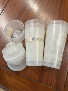 LEGO Pick A Brick Wall Large Plastic Cups And Tops Lot Of 5 Lids 6 Large 1 Small