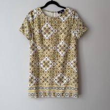 Lulus Floral Print Mini Shift Dress Yellow Small CottageCore Boho Coquette