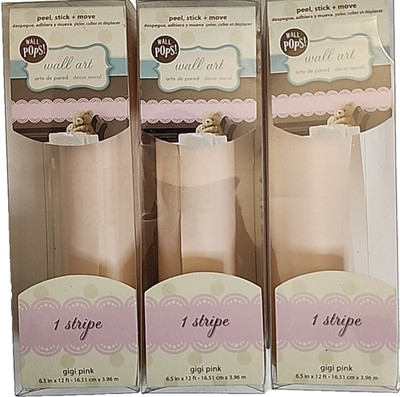 WallPops! Stripe Wall Decals GiGi Pink 6.5in x 12ft 3 Pack Peel Stick