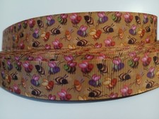 CLEARANCE Grosgrain Ribbon - 3 Yards 1.75 Insects Bumble Bees, 7/8"