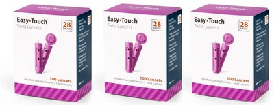 3 Pack Easy Touch 28 Gauge Twist Top Lancets 100 Count 300 Lancets Exp. 01/2029
