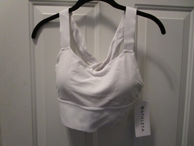 ATHLETA D-DD WARRIOR TWIST LONGLINE BRIGHT WHITE SPORTS BRA  SIZE SMALL NEW