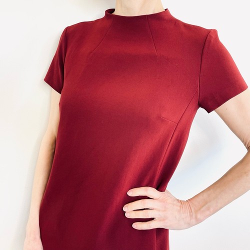 Theory Size 4 (8) Deep Red Jasneah Admiral Crepe Mini Dress Designer Made In USA - Picture 8 of 24