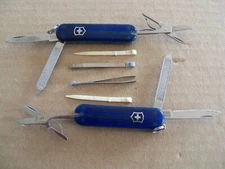 Lot of 2 Victorinox Classic SD Swiss Army Knife - Translucent Blue - Very Good