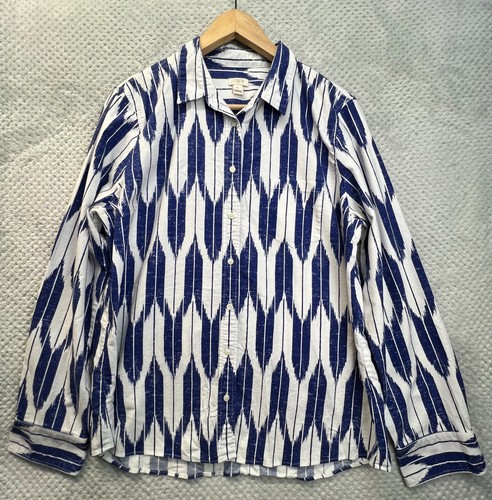 Camisa J Crew Ikat para mujer Camisa Oxford con botones Cuello Talla XL Boho Preppy - Imagen 4 de 17