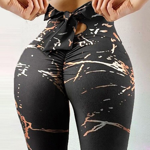Sexy Damen-Leggings mit Schleife zum Binden hoher Bund Training Yoga Aktiv Hose - Bild 11 von 51
