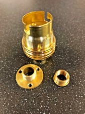 Brass Un-switched lamp holder Kit BC fitting c/w base plate adaptor & reducer