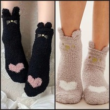 Christmas Ladies Soft Socks Fluffy Warm Winter Girls Cosy Lounge Bed Xmas  